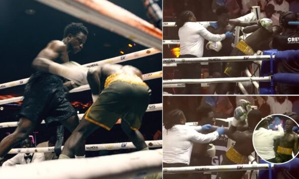 "Wiped Out Boxer Stands Tall, Endures 10 Unanswered Punches Before Referee Intervention"