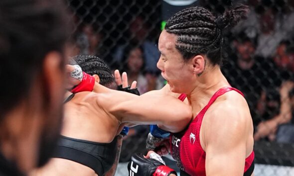 UFC Shanghai video: Denise Gomes crushes Yan Xiaonan with knockout elbow in Round 1