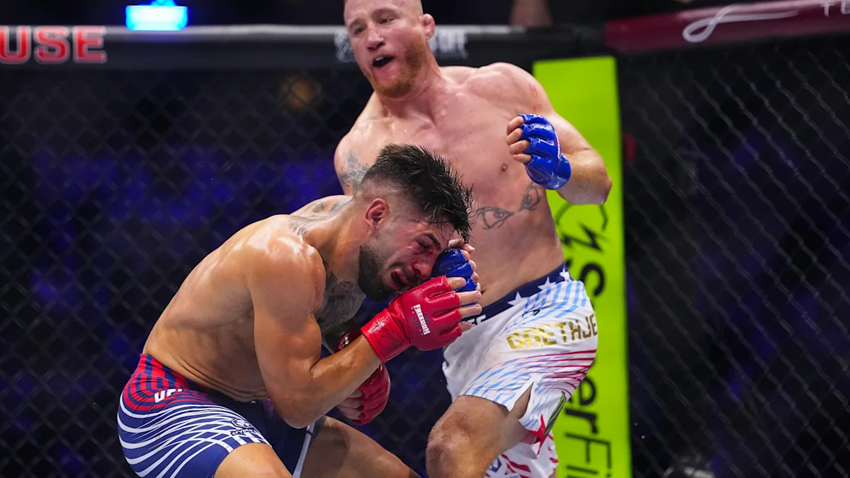 Justin Gaethje unfazed by Ilia Topuria's loaded gloves claim: "I think the internet&rsquo;s crazy, man"