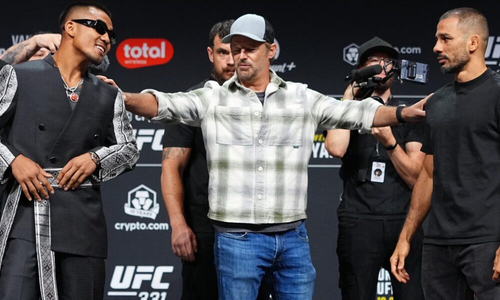 Joshua Van all smiles during tense faceoff with Alexandre Pantoja ahead of UFC 331