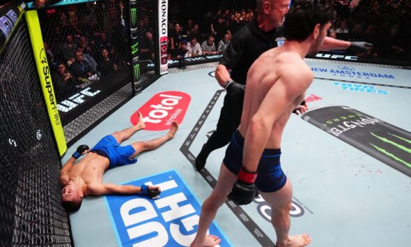 Video: UFC fighter disqualified after brutal illegal knee knocks out opponent