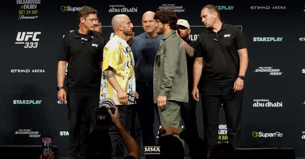 Video: Alexander Volkanovski and Movsar Evloev face off for the first time at UFC 333 press conference